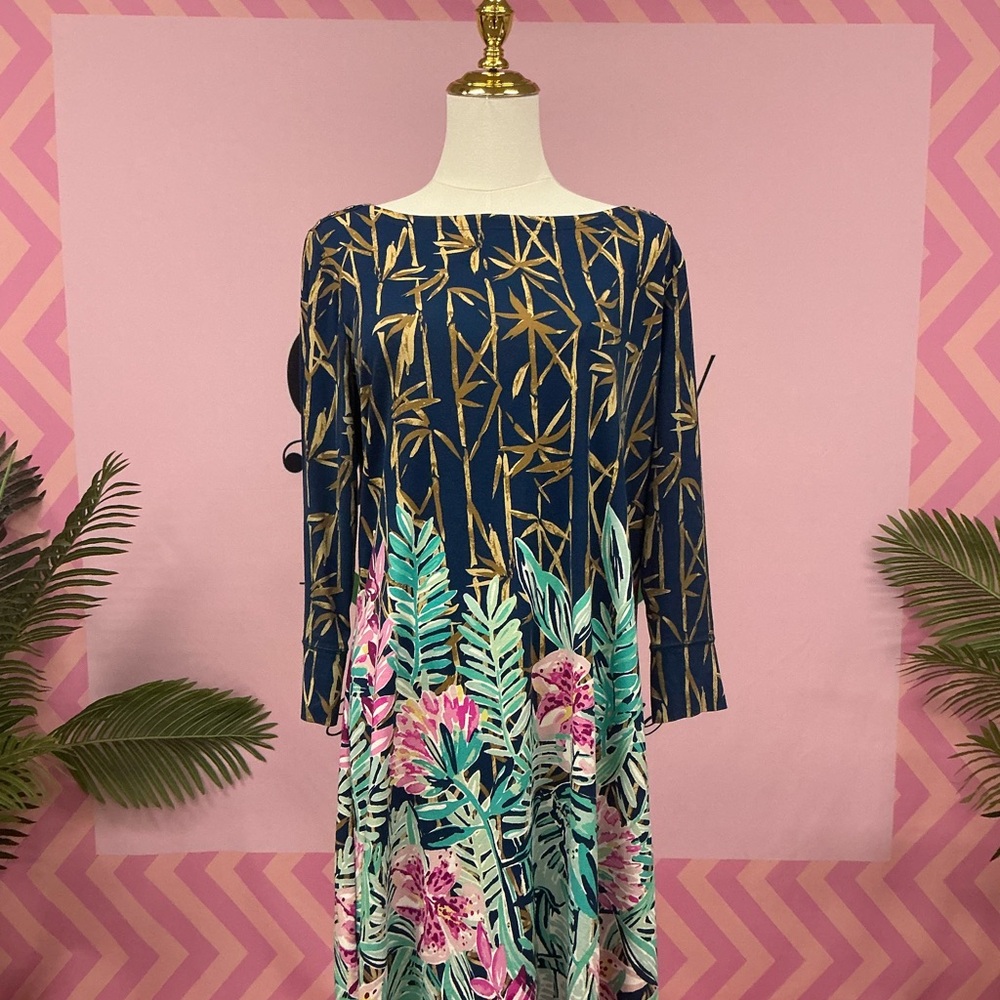 Lilly Pulitzer Blue and Gold Patterned Dress